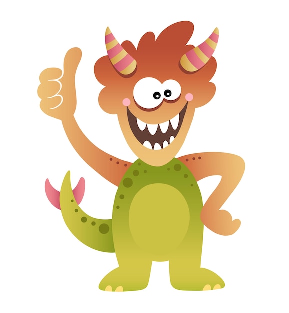 Colorful cute monster with horns