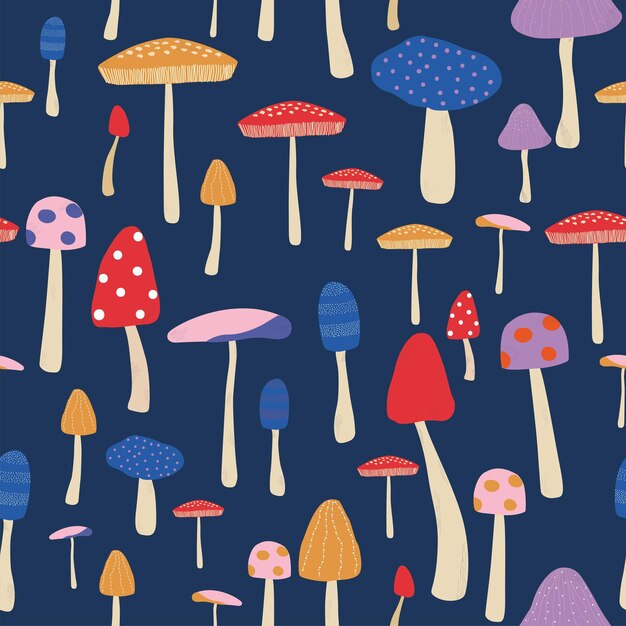 COLORFUL CUTE MUSHROOM SEAMLESS PATTERN