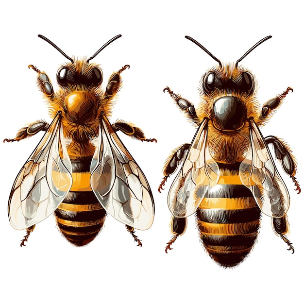 ベクトル 白い背景のハチミツハチのイラスト