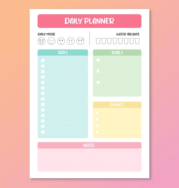 Colorful daily planner