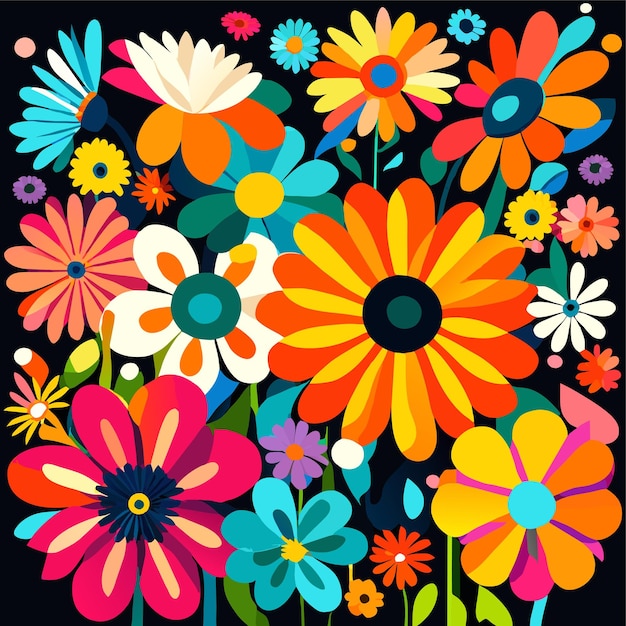 Vector colorful daisy flowers