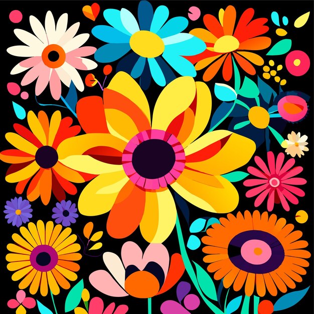 Vector colorful daisy flowers