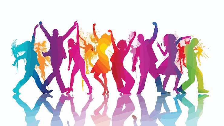 Vector colorful dancing silhouettes