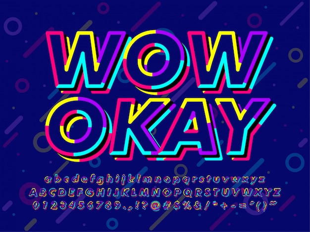 Vector colorful dark memphis text effect