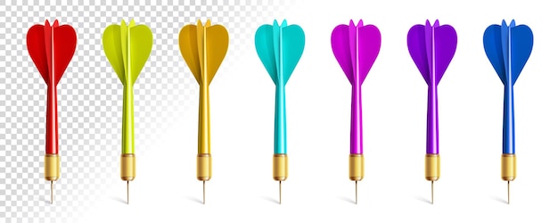 Colorful darts for playing isolated set