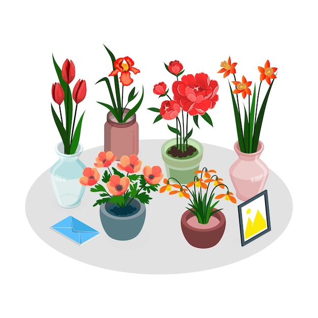 화려 한 장식적 인 꽃 꽃병