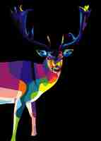 Vector colorful deer illustration in wpap pop art style