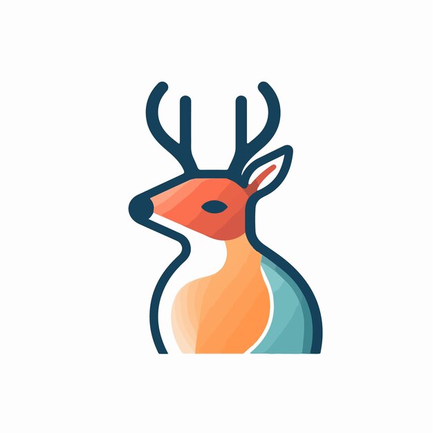 A colorful deer logo with a deer head