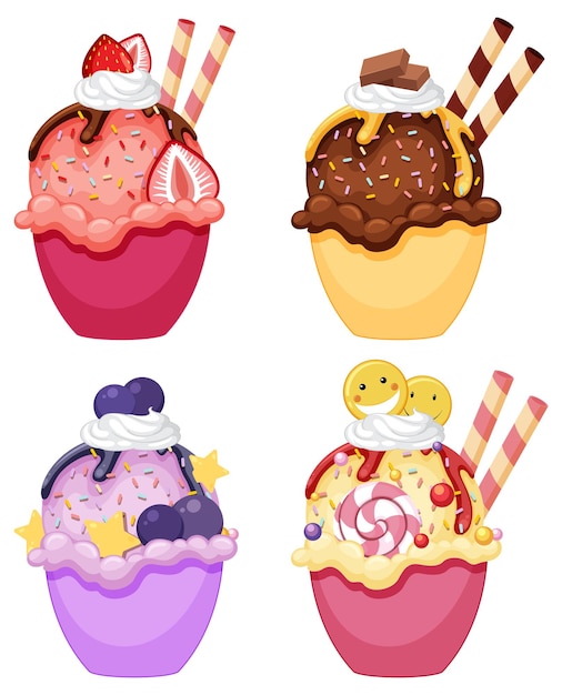 Vector colorful delicious desserts set