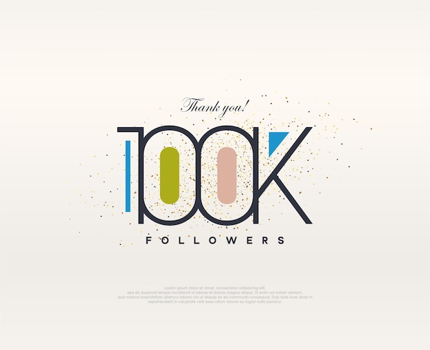 Colorful design 100k followers modern simple premium vector Premium vector for poster banner celebration greeting