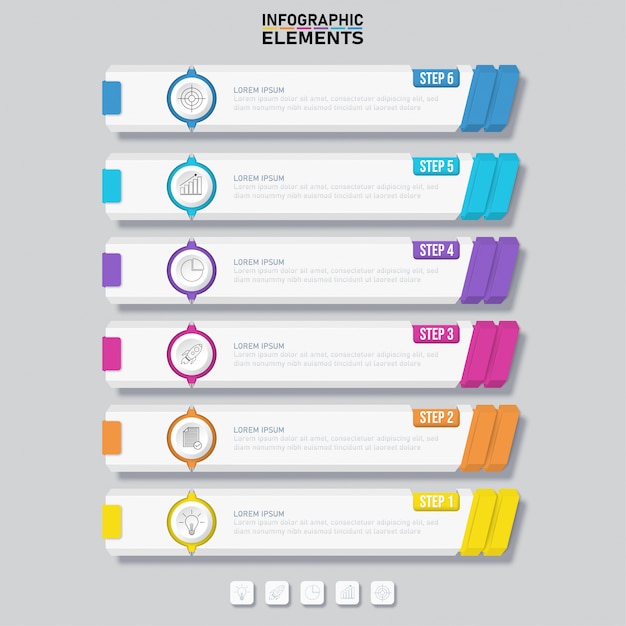 Colorful Design clean number 6 options banners template.