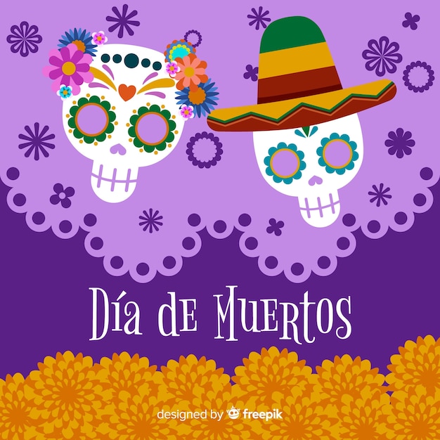 Vettore día de muertos sfondo colorato