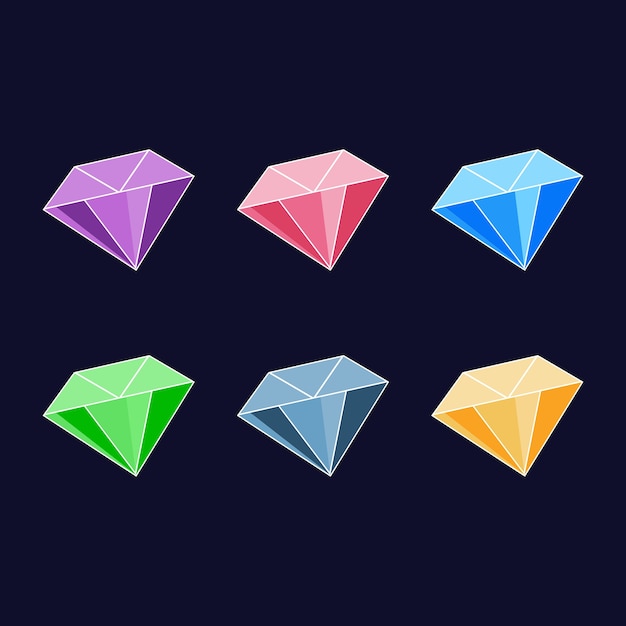 Colorful diamond icons 10 game asset