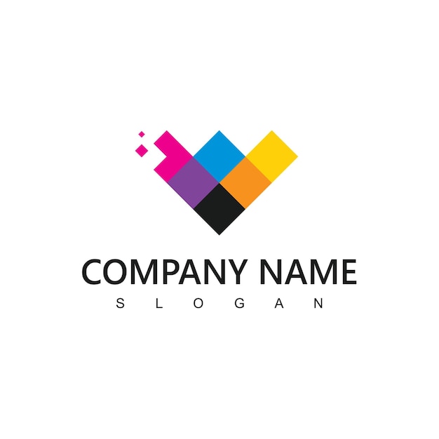 Colorful diamond logo multimedia concept suitable for painting and printing company symbol