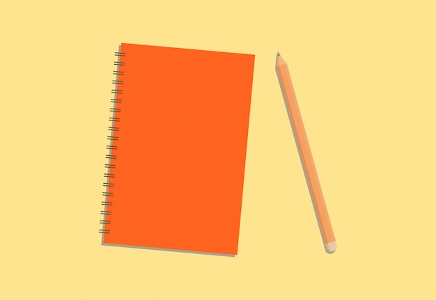 Vector colorful diary and pencil with cream background