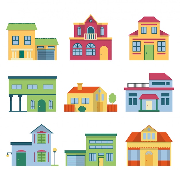 Colorful different houses with modern facade