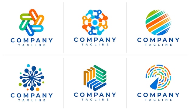 Colorful digital abstract logo design branding