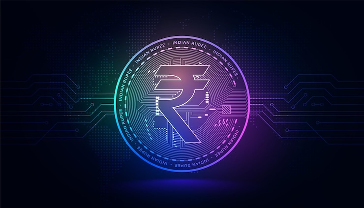 वेक्टर colorful digital currency indian rupee gdp futuristic concept background