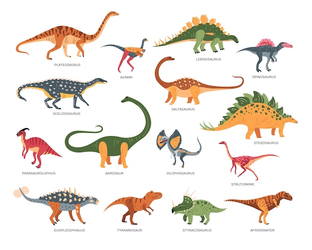 Colorful Dinosaurs Icons Collection