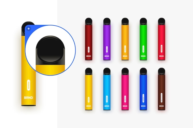Vector colorful disposable electronic cigarettes vector elements
