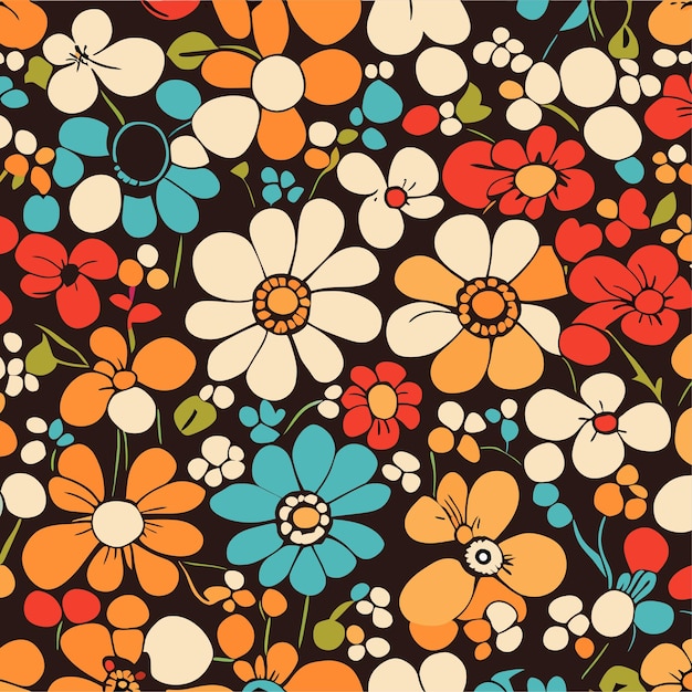 Vector colorful ditsy floral print background