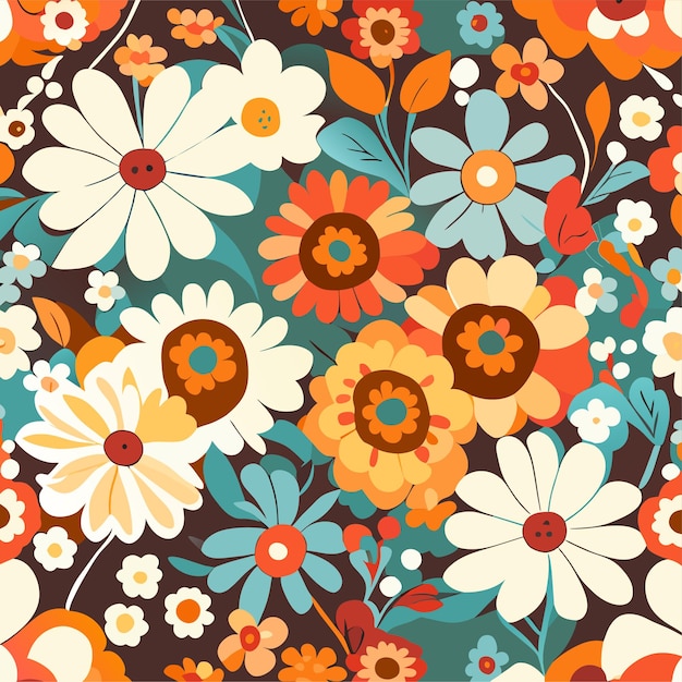 Vector colorful ditsy floral print background