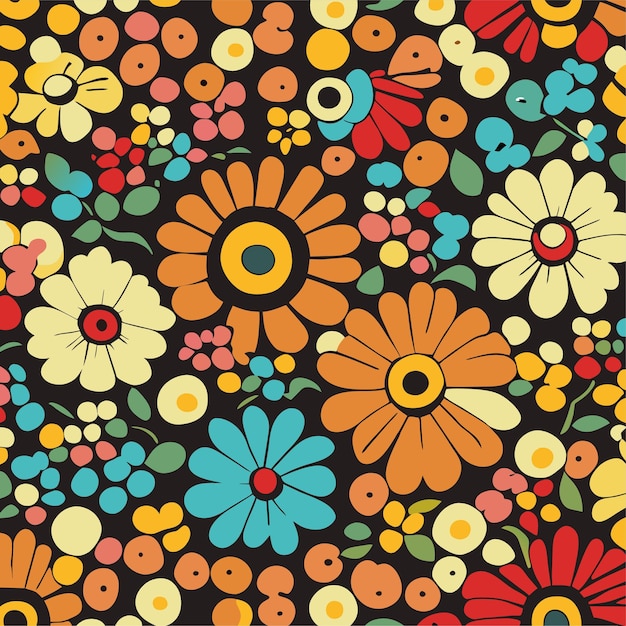 Vector colorful ditsy floral print background