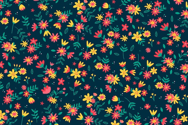 Vector colorful ditsy floral print wallpaper