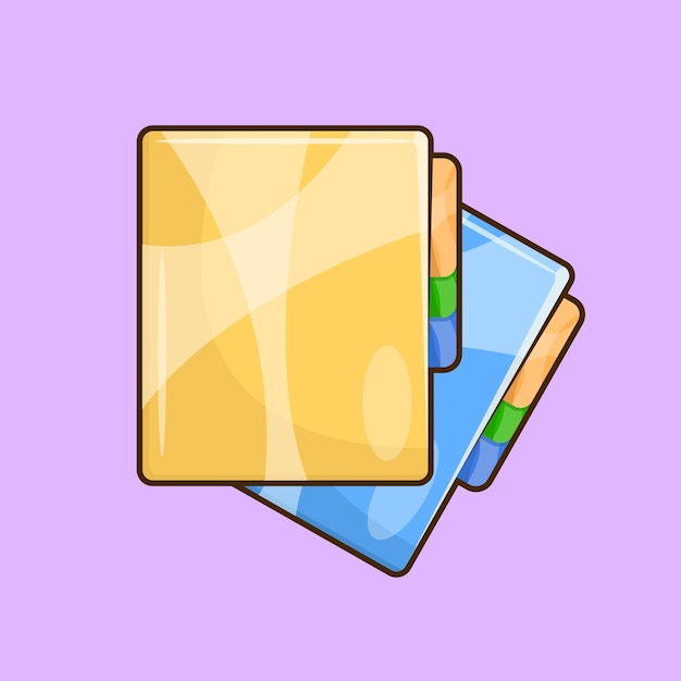 Colorful Document Folder Illustration Vector in Cartoon Style