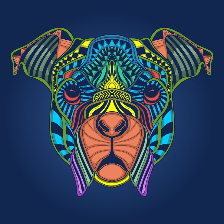 Vector colorful dog face