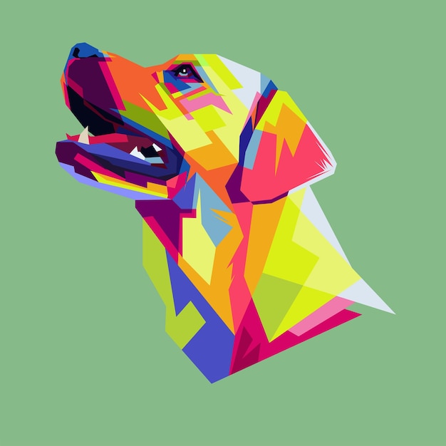 ベクトル ポップアートスタイルのカラフルな犬