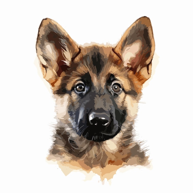ベクトル 白い背景に隔離されたカラフルな犬の肖像画 犬の水彩画のスタイル