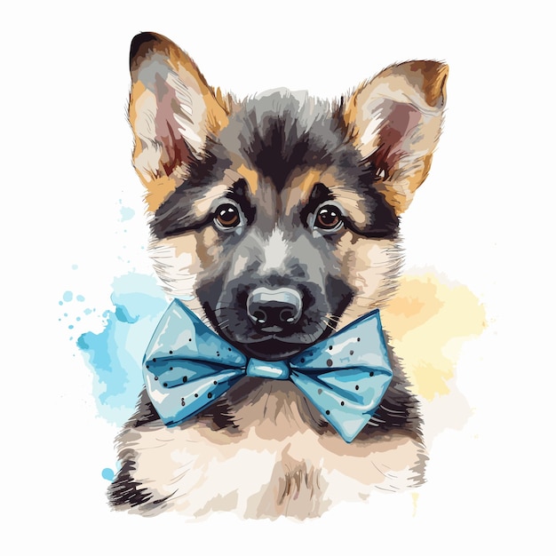 Vector colorful dog portrait isolated on white background watercolor drawing style of dog