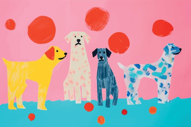 Vector colorful dogs abstract art