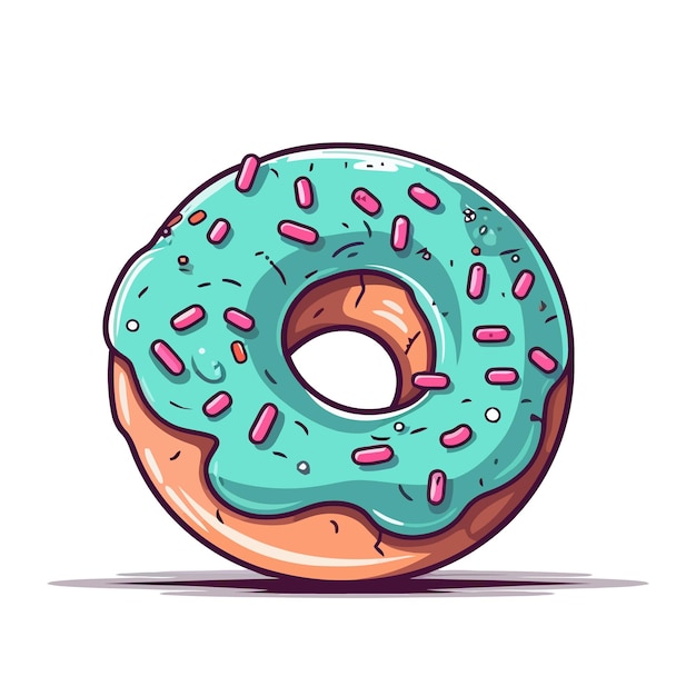 흰색 배경에 고립 된 다채로운 도넛 도넛 벡터 일러스트 레이 션의 귀여운 이미지