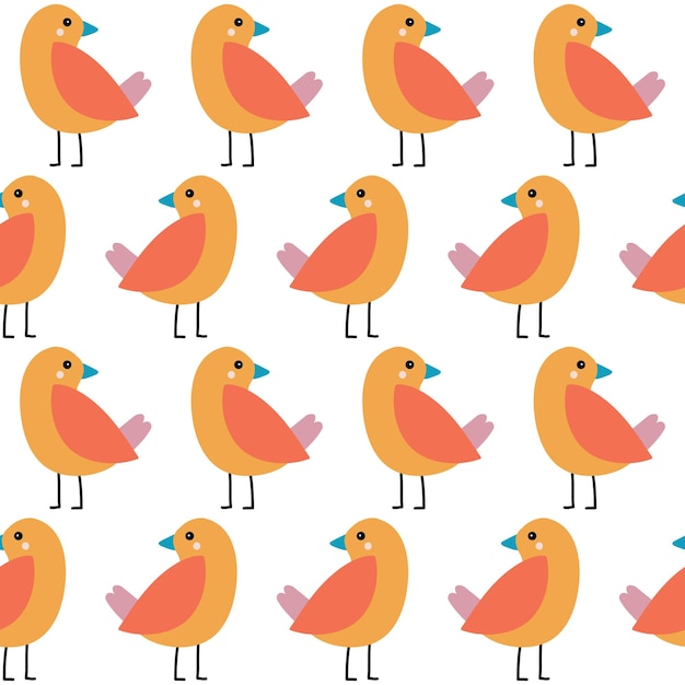 色とりどりの鳥のシームレスパターン 手描きの平らな鳥のコレクション