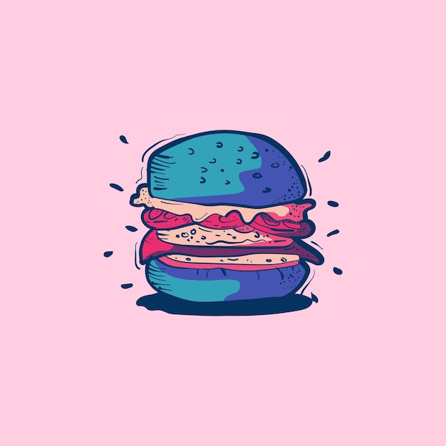 Illustrazione vettoriale di hamburger doodle colorato