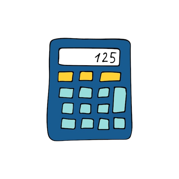 Vector colorful doodle calculator illustration in vector colorful calculator icon in vector