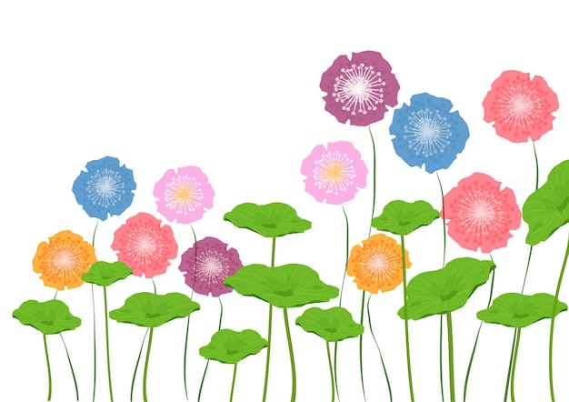 Colorful doodle flowers background