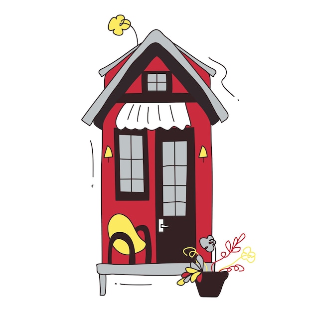 Vector colorful doodle style house cute vector illustration of hand drawn house