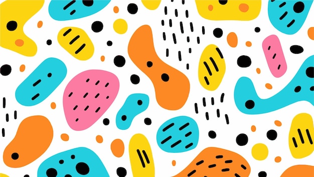 Colorful dots on a white background.