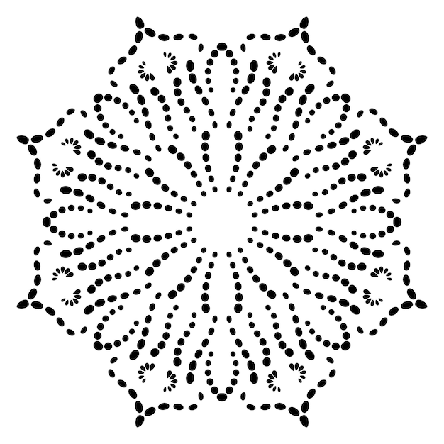 벡터 다채로운 점선된 만다라입니다. 그라데이션 꽃 장식 요소입니다. 장식용 라운드 낙서 꽃