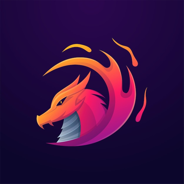 Красочный шаблон логотипа огонь дракона