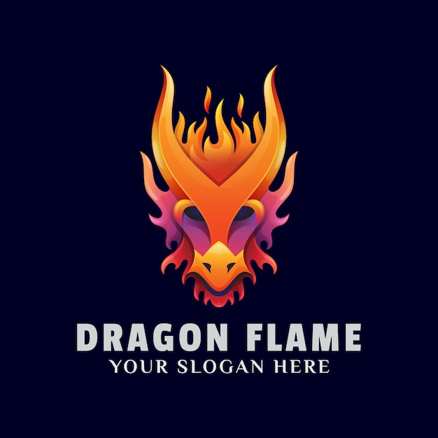 Colorful dragon flame logo illustration template