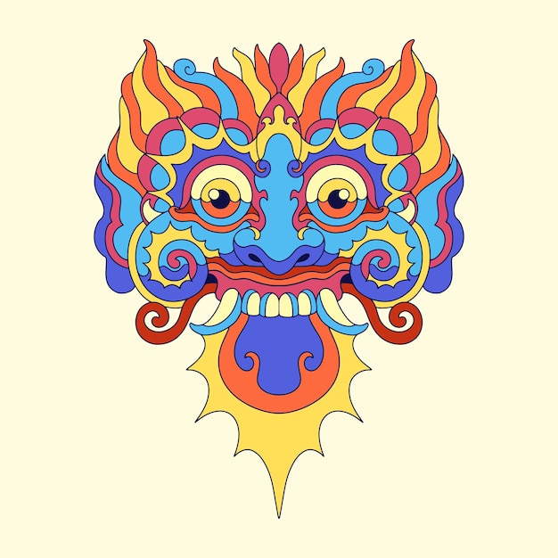 Vector colorful dragon head design art