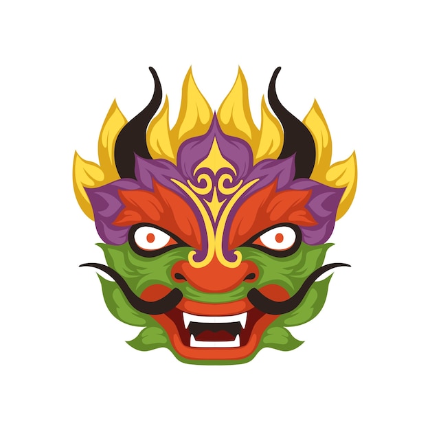 Красочный символ головы дракона векторной иллюстрации китайского традиционного фестиваля лодок на белом фоне