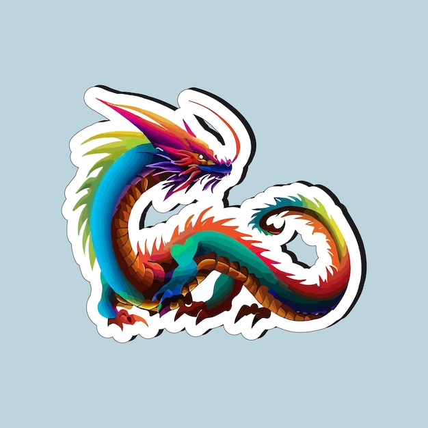 Colorful dragons in cartoon style sticker design for printing