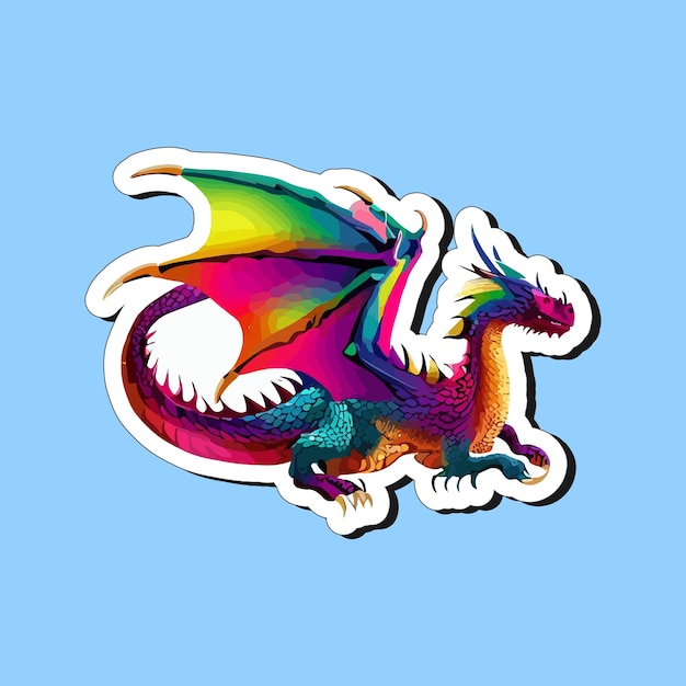 Colorful dragons in cartoon style sticker design for printing