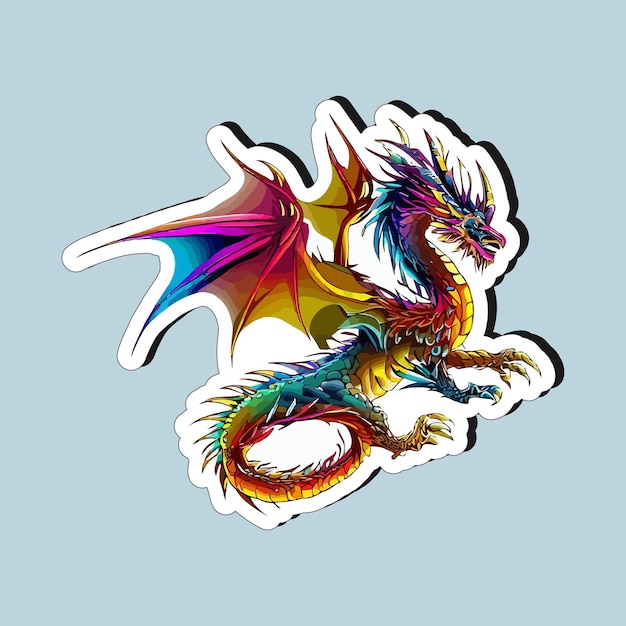 Вектор Цветные драконы в стиле мультфильмов дизайн наклейки для печати