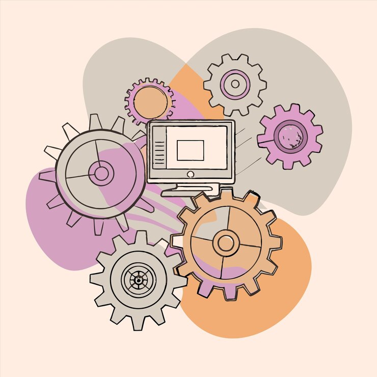 Vector a colorful drawing of a computer monitor with the word quot x quot on it